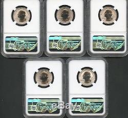 2018 S Silver Quarter Set (5 Pieces) REVERSE PROOF NGC PF70 FIRST RELEASES