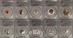 2018 S Silver Reverse Proof 10 Coin Set PCGS PR69 First Strike
