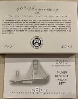 2018-S Silver Reverse Proof 10 coin Set withCoA & Original Packaging from US Mint