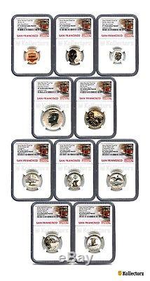 2018 S Silver Reverse Proof 50th Anniv. 10-coin Set Ngc Pf70 First Day Of Issue