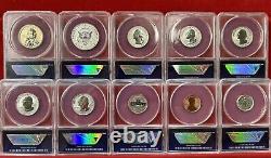 2018 S Silver Reverse Proof Set, 10 Coin Set Graded By ANACS RP70DCAM