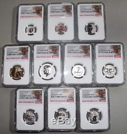 2018-S Silver Reverse Proof Set 10pc. NGC PF69 Early Releases Trolley Label