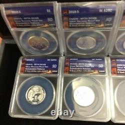 2018-S Silver Reverse Proof Set Philadelphia Release ANACS RP70DCAM 67 of 1865