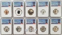 2018-S US SILVER REVERSE PROOF SET 10pc. EARLY RELEASE BRIDGE LABEL NGC PF70
