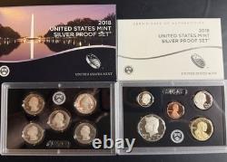2018-S U. S. Mint 10 Coin Silver Proof Set WithCOA & OGP 1.338 Troy Oz. 900 Silver