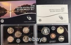 2018-S U. S. Mint 10 Coin Silver Proof Set WithCOA & OGP 1.338 Troy Oz. 900 Silver