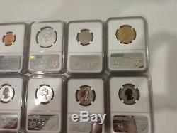 2018-S U. S. Silver Reverse Proof Set 10pc. NGC PF69 ER Trolley Label Collection