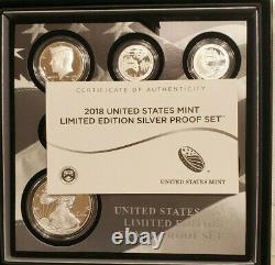 2018 S Us Mint Limited Edition Silver Proof Set Sixth Year Of Issue Omp & Coa