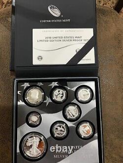 2018 US Mint Limited Edition Silver Proof Set Coins + Box + COA