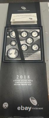 2018 US Mint Limited Edition Silver Proof Set With COA & Original Gov. Packaging