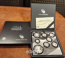 2018 US Mint Limited Edition Silver Proof Set withBox & COA and accessories