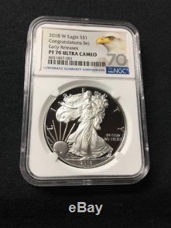 2018-W Proof $1 American Silver Eagle Congratulations Set NGC PF70UC ER