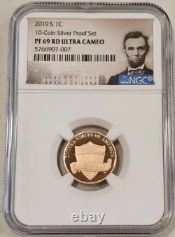2019 3-Coin PF69 Set- 1ST W Reverse PF Cent, 1ST. 999 Silver Dime + 2019-S Cent