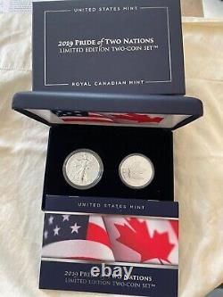 2019 American Silver Eagle Pride Of 2 Nations U. S. / RCM MINT 2 Coin Proof Set