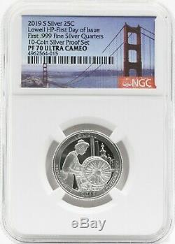 2019 First Day of Issue 999 Silver Proof Set 7-Coin NGC Bridge Label