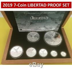 2019 Libertad 7 Coin Silver Proof Set Only 250 Sets With Coa & Box Mexico