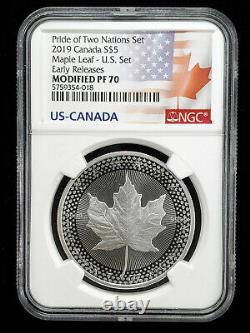 2019 Pride of Two Nations Set NGC PF70 First Release Silver Eagle Maple leaf