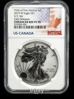 2019 Pride of Two Nations Set NGC PF70 First Release Silver Eagle Maple leaf