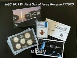 2019 SILVER PROOF SET withW REVERSE LINCOLN CENT NGC PF70 RD First Day of Issue