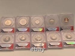 2019 S 10 Coin Proof Set. Anacs- Pr-70 Dcam. First Strike Coins. Flag Label
