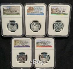 2019 S First. 999 fine SILVER 5 Quarters Set 25C from 10-coin Proof Set PF70 UC