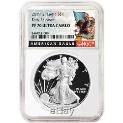 2019-S Proof $1 American Silver Eagle 3pc. Set NGC PF70UC Black ER Label Red Whi