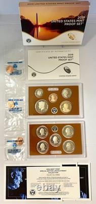 2019 S Proof Set Original Box & (3) 1 Cent Uncirculated-Proof-Reverse Proof OGP