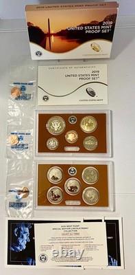 2019 S Proof Set Original Box & (3) 1 Cent Uncirculated-Proof-Reverse Proof OGP