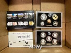 2019 S SILVER PROOF Set w BOX COA & W Reverse Lincoln Penny Cent 19RH 11 Coins