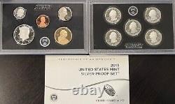 2019-S SILVER Proof Set With Box & C. O. A. 11 Coin Set with Reverse Proof 1c