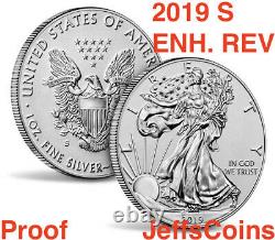 2019 S Silver Eagle ENHANCED REVERSE Proof Dollar First Strike 19XE PCGS PR70