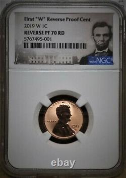 2019 Silver Proof Set & First W Mint Reverse Proof Cent, Ngc Reverse Pf70rd