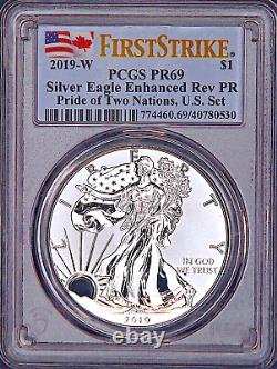 2019 W $1 Enhance Rev Proof Silver Eagle PCGS PR69 FS Pride of Two Nations 19XB