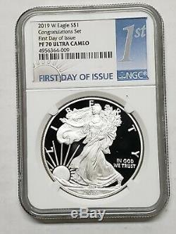 2019 W Congratulations Set Silver Eagle NGC PF70 Coin First Day Proof SKU C21