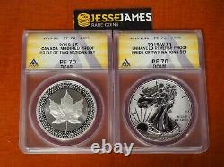 2019 W Enhanced Reverse Proof Silver Eagle Anacs Pf70 /70 Pride Of Nations Set