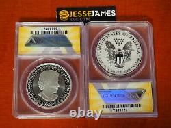 2019 W Enhanced Reverse Proof Silver Eagle Anacs Pf70 /70 Pride Of Nations Set