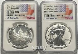 2019 W Enhanced Reverse Proof Silver Eagle & Maple Ngc Pf70 Pride Of Nations Set