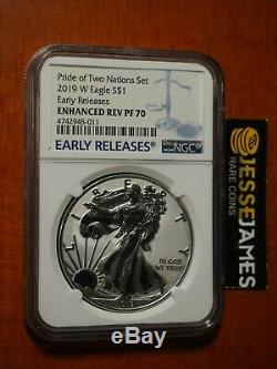 2019 W Enhanced Reverse Proof Silver Eagle Ngc Pf70 Er From Pride Of Nations Set
