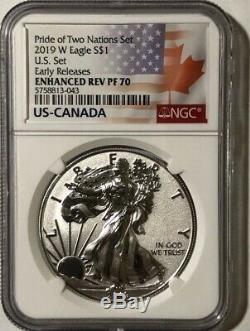 2019 W Enhanced Reverse Proof Silver Eagle Ngc Pf70 Er From Pride Of Nations Set