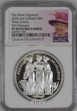 2020 Royal Mint Three Graces Silver Proof Two Ounce 2oz NGC PF69 UCAM FR