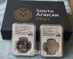 2020 SA Krugerrand/big5 RHINO Silver Proof 2 Coin Set PF70 FIRST RELEASES