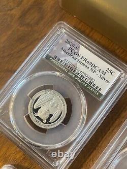 2020 S 5 Coin SILVER Proof Quarter Set PCGS PR69 Flag With Bat Coin. 999