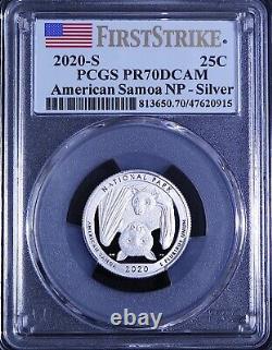 2020 S AMERICAN SAMOA SILVER 25C PCGS PR70DCAM NP FS Silver Proof Set Flag Label