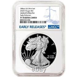 2020-S Limited Edition Proof Set $1 American Silver Eagle NGC PF70UC Blue ER Lab