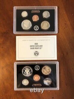 2020 S Partial 99.9% Silver Proof Set Cent Nickel Dime Half Dollar 5 Coins