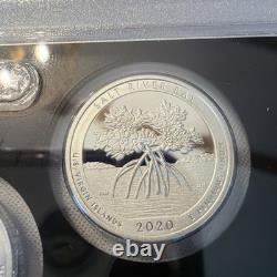 2020-S SILVER 10pc Proof Set COA US Mint Bat Quarter, Weir Farm, Vermont, KS