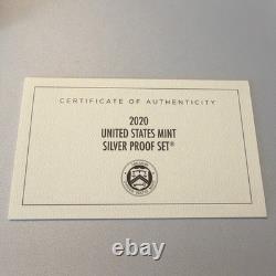 2020-S SILVER 10pc Proof Set COA US Mint Bat Quarter, Weir Farm, Vermont, KS
