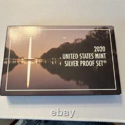 2020-S SILVER 10pc Proof Set COA US Mint Bat Quarter, Weir Farm, Vermont, KS