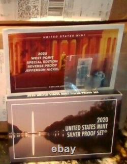2020 S Silver Proof set 10 coins with Reverse Proof Bonus Nickel-SETS NEVER OPEN