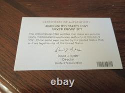 2020-S US Mint SILVER Proof Set. 10-coin set PLUS'W' Reverse Proof Nickel